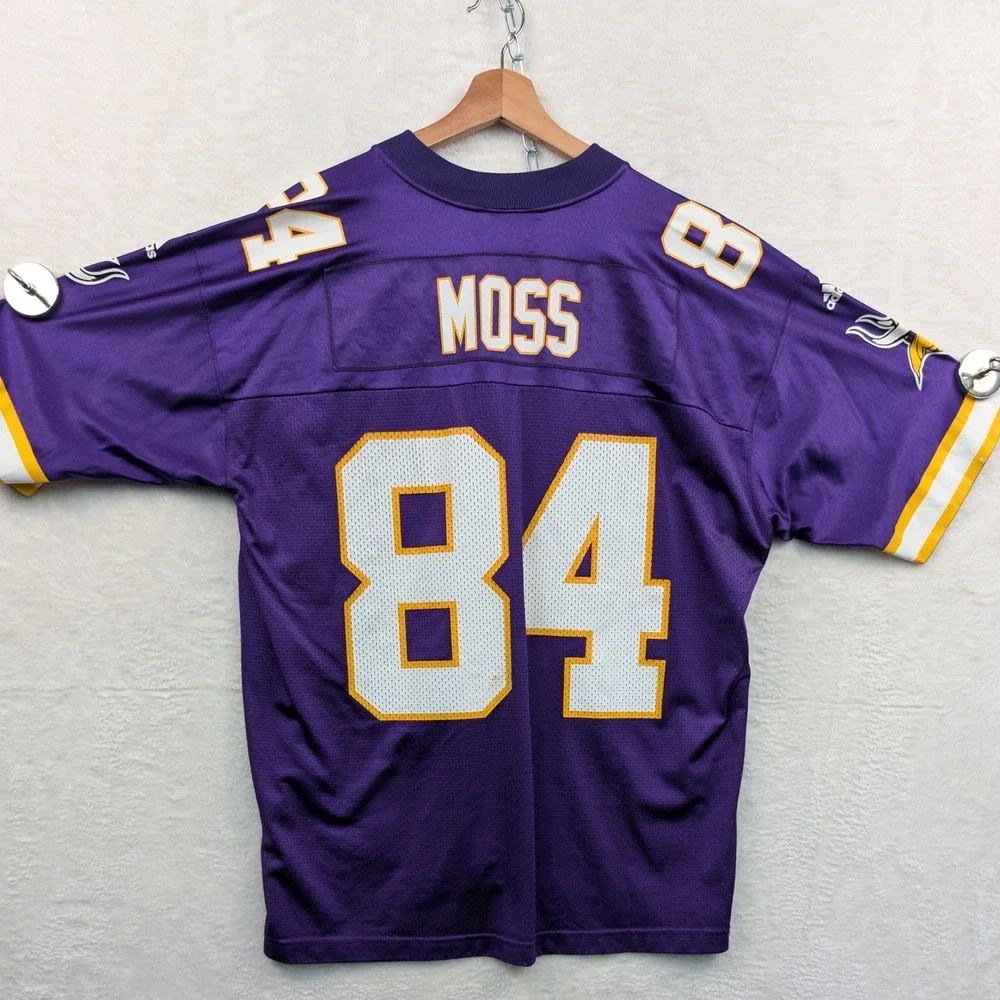 VTG Adidas Randy Moss Jersey Men's L Purple Nylon Minnesota Vikings Football 90s